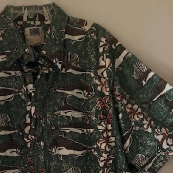 KAHALA HAWAII FINE HIGH END RESORT ALOHA WEAR HAWAII PLUMERIA HAWAIIAN FISH NICE - Picture 4 of 12